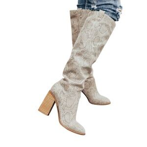 Mi.iM - Knee High Snake Heeled Boots - 9